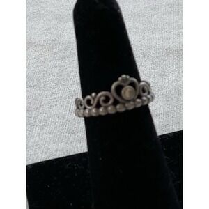 Pandora ALE 925 Sterling Silver Princess Tiara Crown Ring Size 5.25 Vintage